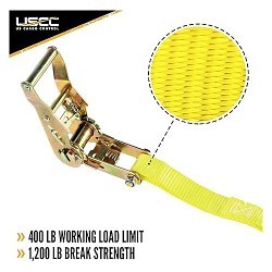 US Cargo Control 2620SH Ratchet Strap, 400 lb, 1 in Dia, 20 ft Length, S-Hook